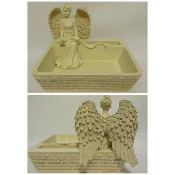 Angel Of Hope Desk Table Top Accessory Pencil Notepad Holder Office Heavy Resin - Picture 1 of 9